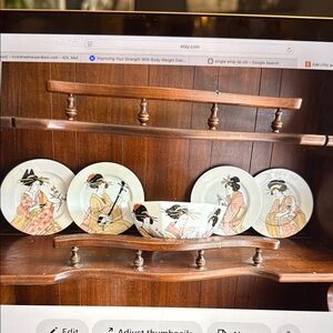 Fitz and Floyd Japanese Geisha Plates and Bowl Set